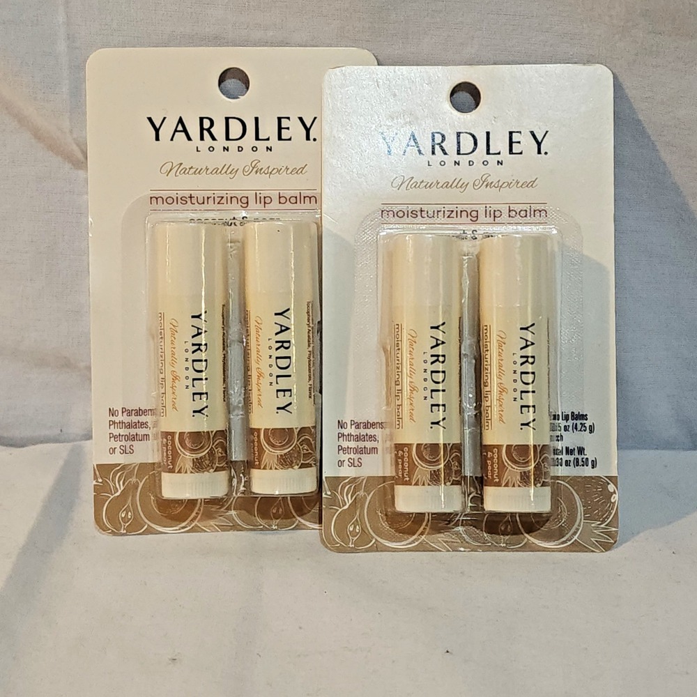 Yardley London Moisturizing Lip Balm Coconut & Pear 2 Twin Packs (4 tubes)